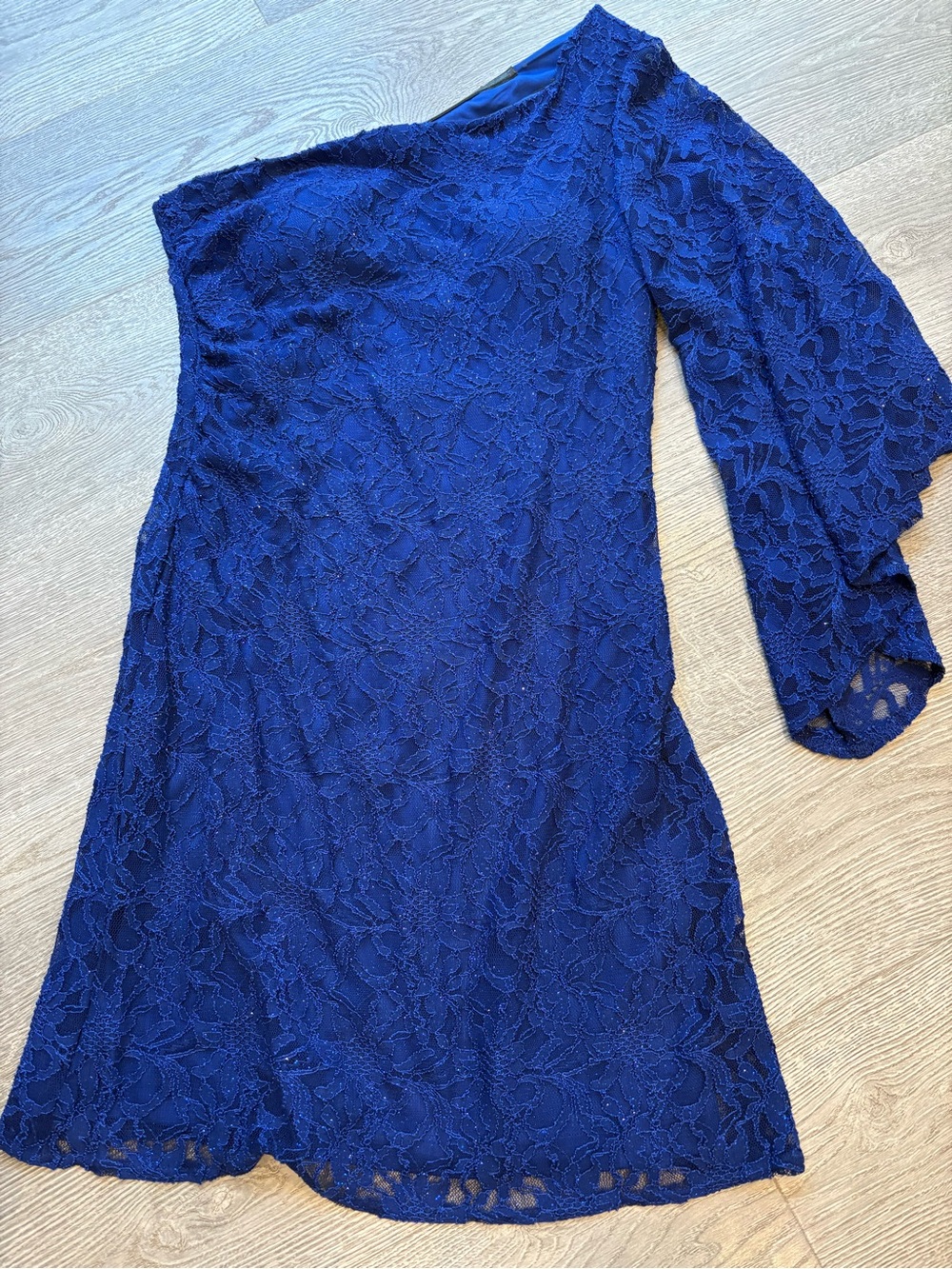 Night Way Collections Royal Blue One-Shoulder Lace Dress